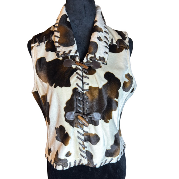 Wrangler Jackets & Blazers - Wrangler Cow Print Faux Fur Vest M Western Y2K Cowgirl Rodeo